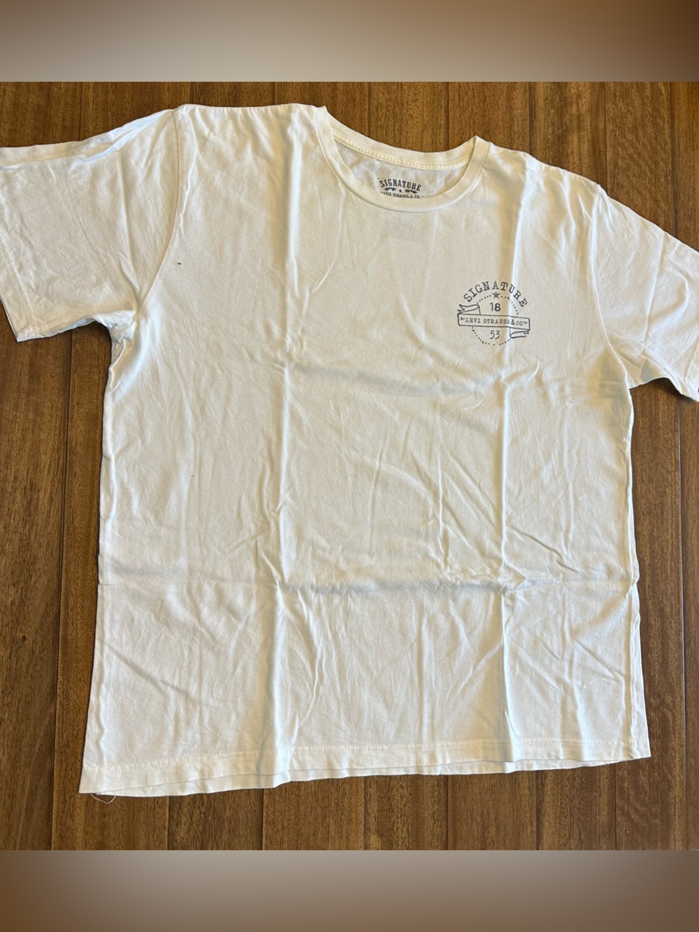 Signature by Levi Strauss & Co Men's Cotton Knit Logo Tee White XL Crew Neck 144